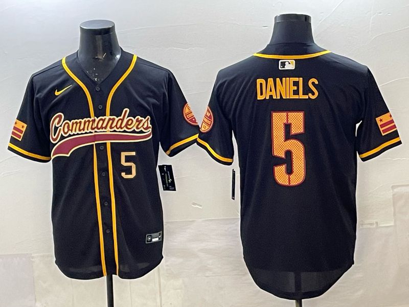 Men 2025 Nike Washington Commanders #5 Daniels Black 3th generation Joint Name Limited NFL Jersey 0010->washington commanders->NFL Jersey